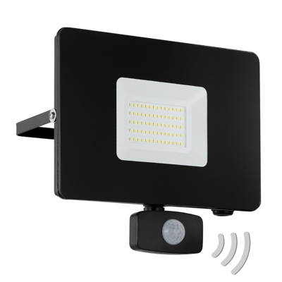 Foco de exterior LED Faedo 3, sensor, negro, 50W