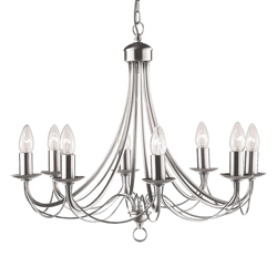 Lámpara de araña Maypole satén plata, 8 luces precio