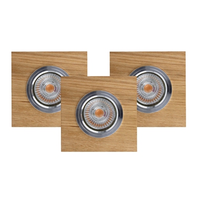 Lámpara de techo LED empotrada Vitar, roble, set 3