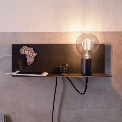 Paulmann Devara aplique con estante, negro