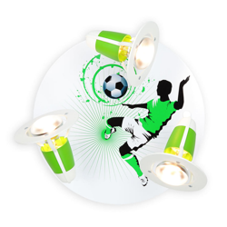 Plafón Soccer, 3 luces, verde-blanco en oferta