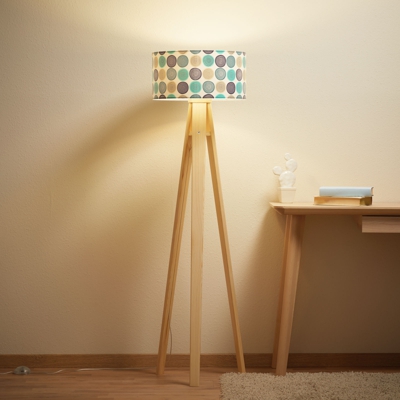 Lámpara de pie Aqua con armazón de madera trípode