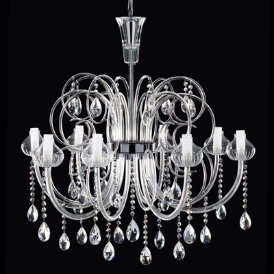 Lámpara de araña Intrecci, vidrio Murano, 8 luces