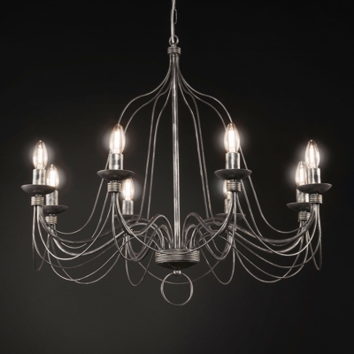 Lámpara de araña 007/8 L, 8 luces, negro-plata