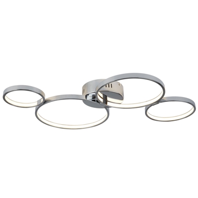 Lámpara LED de techo Solexa en forma de aro, cromo