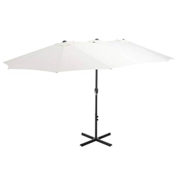 vidaXL Sombrilla Jardín Palo Aluminio 460x270 cm Arena Toldo Parasol Terraza en oferta