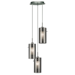 Colgante Duo 2 vidrio humo/cromo redondo 3 luces precio
