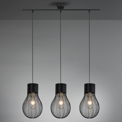 Lámpara colgante Dave, 3 luces, negro características