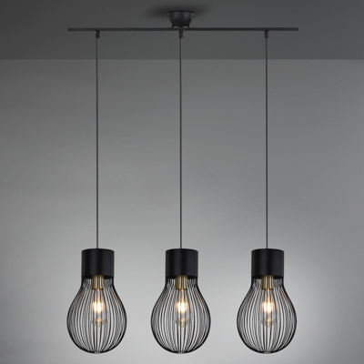 Lámpara colgante Dave, 3 luces, negro