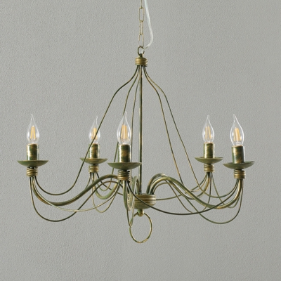 Lámpara de araña 007/5 L, 5 luces, verde-latón