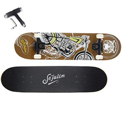 sefulim Skateboards para Deportes Y Juegos Al Aire Libre Skate Longboard Cruiser Scooter Freestyle con Patrón De Moto Marrón Penny Monopatin características
