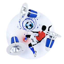 Plafón Soccer, 3 luces, azul-blanco en oferta