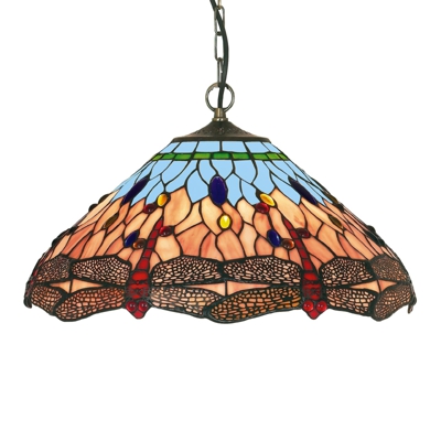 Clásica lámpara colgante, estilo Tiffany DRAGONFLY