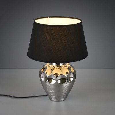 Lámpara de mesa Luanda, cerámica y textil, Ø 30 cm