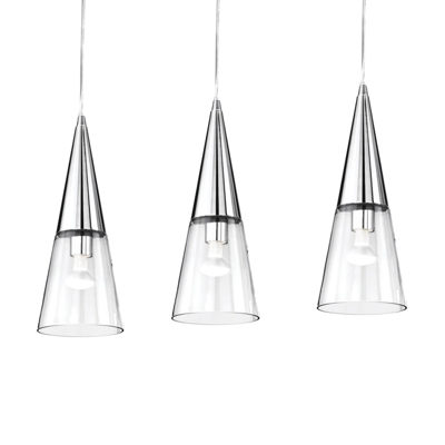 Lámpara colgante Cono 3 luces cromo/transparente
