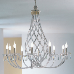 Lámpara de araña Intrecci, vidrio Murano, 10 luces características