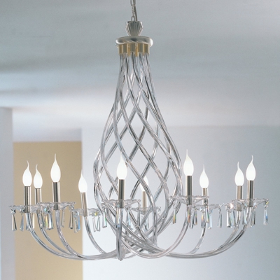 Lámpara de araña Intrecci, vidrio Murano, 10 luces