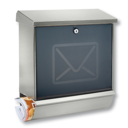 Buzón acero inox. Lucca con puerta decor. carta precio