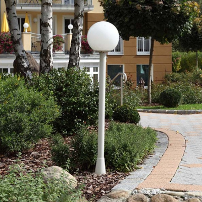 Bolardo luminoso, bola vidrio transparente, blanco