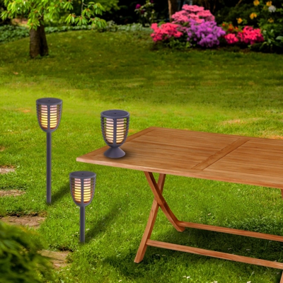 Lámpara LED solar Antorcha pica tierra 3-en-1 gris