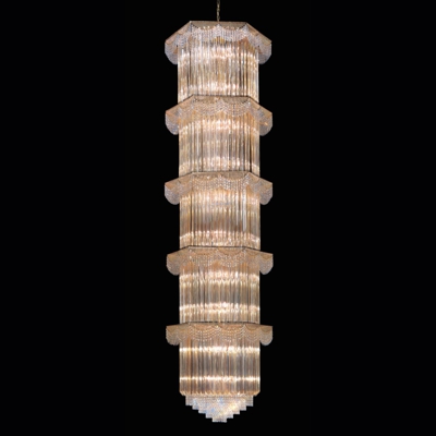 Lámpara colgante Cristalli, altura 340 cm, ámbar
