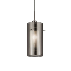 Lámpara colgante Duo 2, vidrio humo/cromo 1 luz características