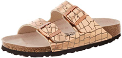 Birkenstock Sandales Arizona Microfibre Gator Gleam Copper, Sandalia para Mujer, 39 EU Étroit en oferta