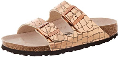 Birkenstock Sandales Arizona Microfibre Gator Gleam Copper, Sandalia para Mujer, 39 EU Étroit