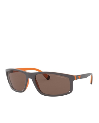 Emporio Armani - Gafas De Sol De Hombre Envolventes En Gris Y Naranja