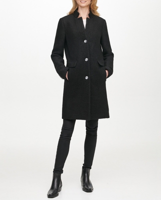 DKNY - Abrigo De Paño Mujer En Lana Boucle Con Mangas Largas