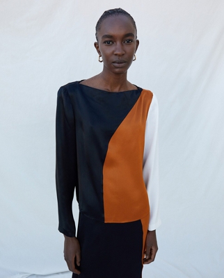 Sfera - Blusa De Mujer Tricolor Con Escote Barco