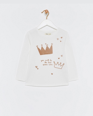 Sfera - Camiseta De Niña Coronas Glitter Dorado
