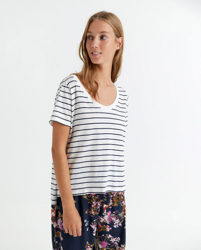 Sfera - Camiseta De Manga Corta Con Rayas Tejidas precio