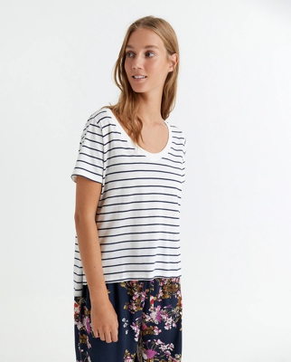 Sfera - Camiseta De Manga Corta Con Rayas Tejidas