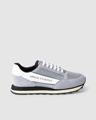 Armani Exchange - Zapatillas De Hombre De Piel De Color Azul Marino Con Nombre De La Marca Lateral