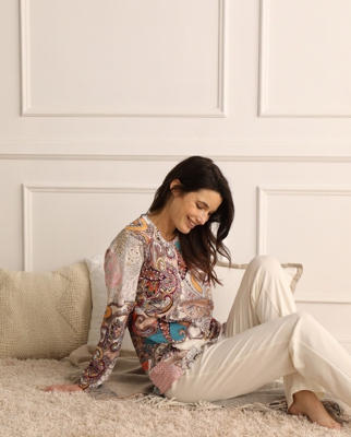 Fürstenberg - Pijama De Mujer Chateau De Fontainebleau Con Manga Larga