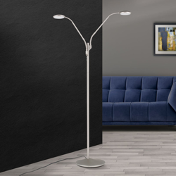 Lámpara de pie LED Cobra, 2 luces, níquel-mate en oferta