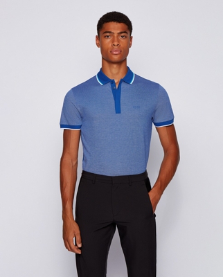 Boss - Polo Piqué De Hombre Regular Azul De Manga Corta