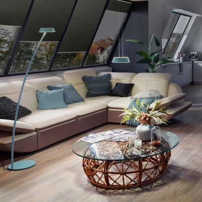 OLIGO Glance lámpara de pie LED aguamarina