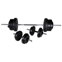 vidaXL Set de Barra con Pesas y 2 Mancuernas 60,5 kg Fitness Musculación Gym en oferta
