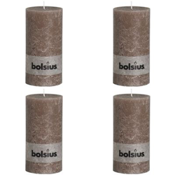 Bolsius 4x Velas Rústicas con Forma de Cilindro Pilar Gris Taupe 200x100 mm en oferta