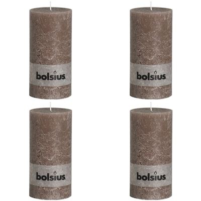 Bolsius 4x Velas Rústicas con Forma de Cilindro Pilar Gris Taupe 200x100 mm