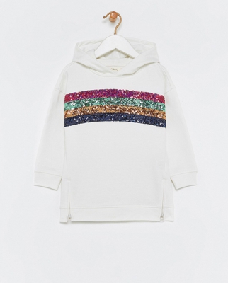 Sfera - Vestido De Niña Blanca Con Lentejuelas Y Capucha