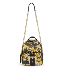 Versace Jeans Couture - Mochila De Mujer Con Print Barroco Dorado Sobre Fondo Negro precio