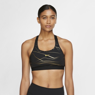 Nike Swoosh Icon Clash Sujetador deportivo de sujeción media con estampado - Mujer - Negro