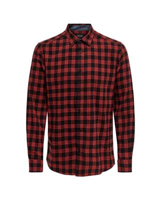 Only & Sons - Camisa De Hombre Slim De Cuadros Roja