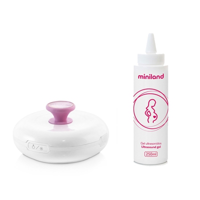 Miniland - Pack Estacion Del Sueño SweetBeat Doppler Bluetooth Con Conexión A EMyBaby Y Gel Conductor Blanco/rosa