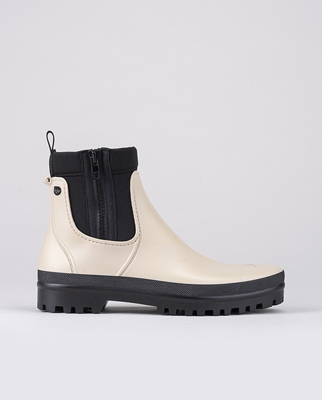 Igor - Botines De Agua De Mujer Color Marfil Con Piso De Perfil Alto Y Cierre Cremallera