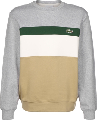 Lacoste Colourblock Fleece Crew Neck Sweatshirt beige/white/green/grey chine
