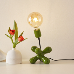 Lámpara mesa cerámica L181 brazo flex verde brillo precio